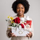 Cesta Box Presente Romântica: Rosa, Urso e Carinho