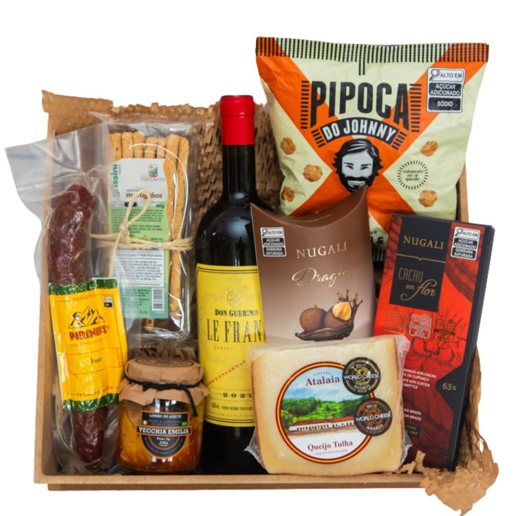 Cesta Gourmet com Vinho Le Franc