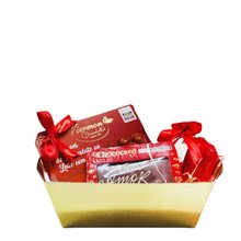 Cesta de chocolates ao Leite sortidos Dourado