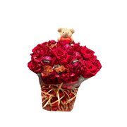 Luxuoso Box de Rosas Com Cacau Show e Pelúcia