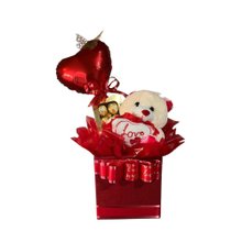 Lindo Box Vermelho com Pelúcia Ferrero Rocher e Balão