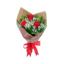 Lindo Buquê de 3 Rosas Vermelhas 