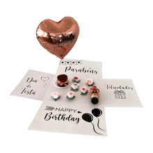 Mini Festa na Caixa Balão,Champanhe, Bolo e Doces