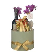 Cesta Box de Presente Vinho e Chocolate