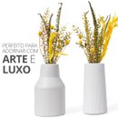 Par de Vasos Garrafa Cimento Branco Com Flores Secas