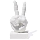 Estátua Paz e Amor Cimento Branco Artesanal 17cm