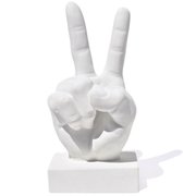 Estátua Paz e Amor Cimento Branco Artesanal 17cm