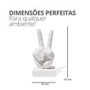 Estátua Paz e Amor Cimento Branco Artesanal 17cm