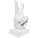 Estátua Paz e Amor Cimento Branco Artesanal 17cm