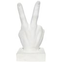Estátua Paz e Amor Cimento Branco Artesanal 17cm