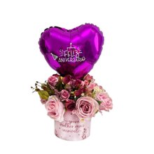 Cachepot Flores Feliz Aniversário