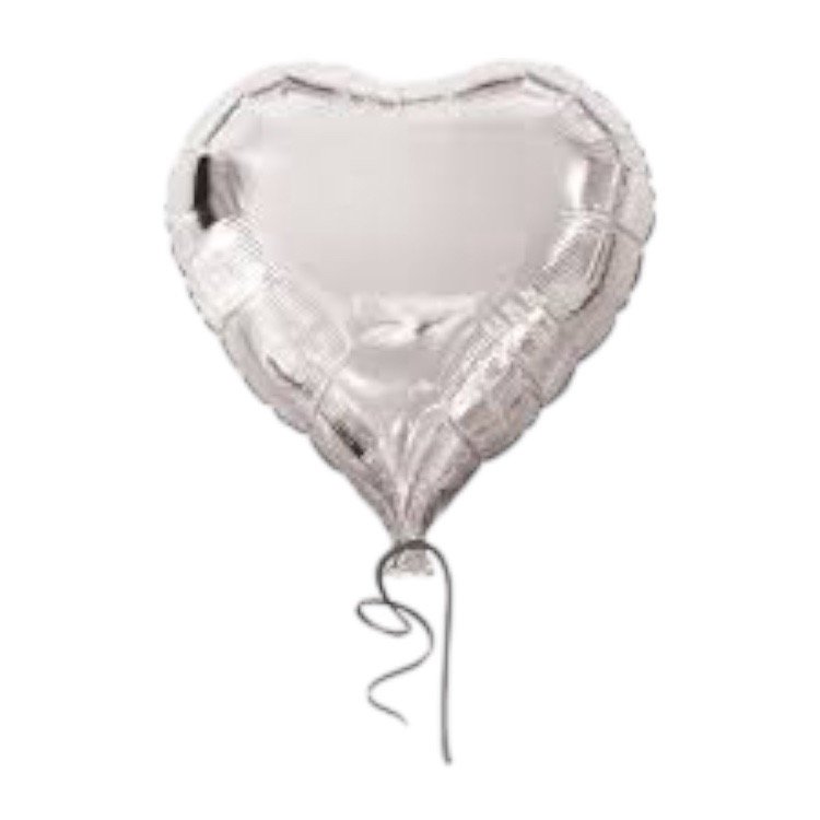 Balão Metalizado Coração no Gás Hélio