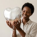 Balão Metalizado Coração no Gás Hélio 