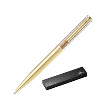 Caneta Crown Diamond Dourada com Pedrinhas e Estojo