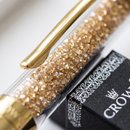 Caneta Crown Diamond Dourada com Pedrinhas e Estojo