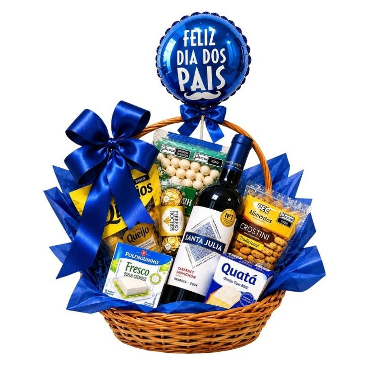 Cesta Luxo Vinho Premium para o Papai