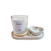 Kit Decorativo Vela Aromática, Bandeja e Porta Joia