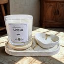 Kit Decorativo Vela Aromática, Bandeja e Porta Joia