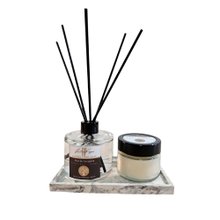 Kit Difusor de Ambiente, Vela e Bandeja Rústica