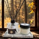 Kit Difusor de Ambiente, Vela e Bandeja Rústica