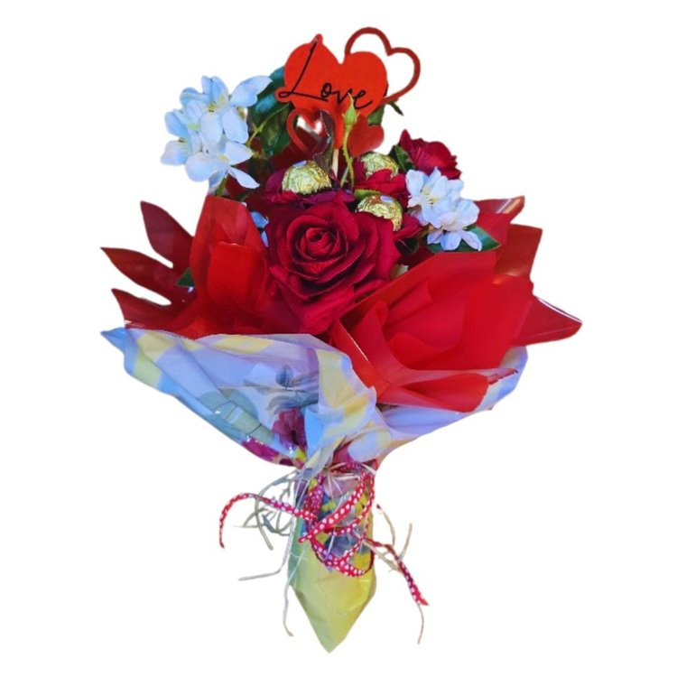 Buquê de Rosas Eternas com Bombons