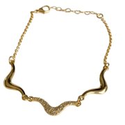 Pulseira Dourada Ondulada com  Zircônias Brilhante