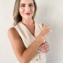 Pulseira Dourada Ondulada com  Zircônias Brilhante