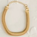 Pulseira Malha Grossa Dourada Luxo Feminina