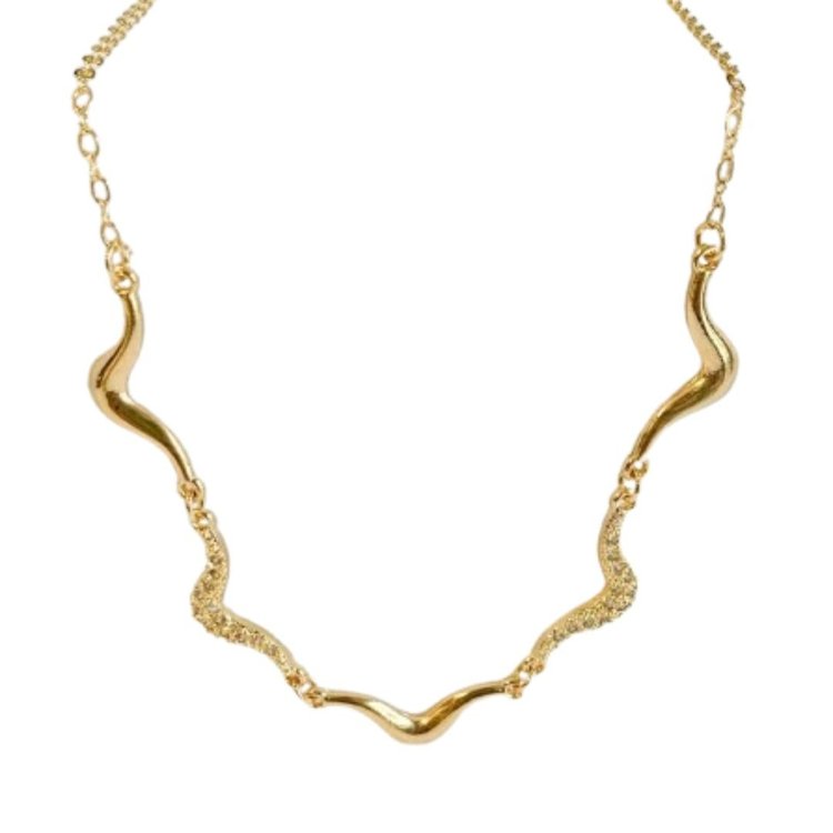 Colar Feminino Ondulado com Detalhes em Brilho