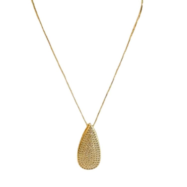 Colar Feminino Dourado Gota com Pedrarias