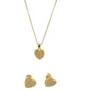 Conjunto Colar e Brincos Coração Cravejado