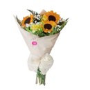 Buquê Trio de Girassóis e Folhagem 