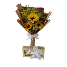 Buquê Trio de Girassóis com Ferrero Rocher