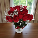 Arranjo Rosas Vermelhas no Vaso de Vidro