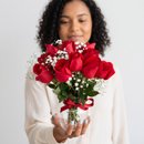 Arranjo Rosas Vermelhas no Vaso de Vidro