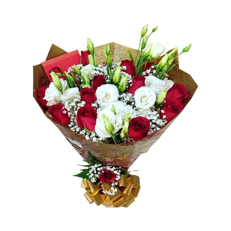 Buquê Luxo Rosas Vermelhas e Lisianthus