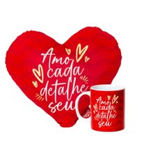 Kit Almofada Coração e Caneca Amo Cada Detalhe Seu