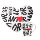 Kit Presente Almofada Coração e Caneca Namorados Amor