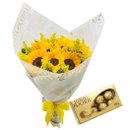 Buquê com 12 Girassóis e Chocolate