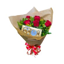 Buquê Rosas Vermelhas com Chocolate Ferrero