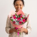 Buquê de 12 Rosas Nacionais Pink 