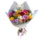 Buquê de 12 Rosas Coloridas com Astromélias 