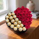 Caixa de Rosas com Ferrero Rocher 