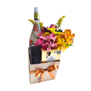 Cesta Afetiva de Presente Com Espumante e Flores