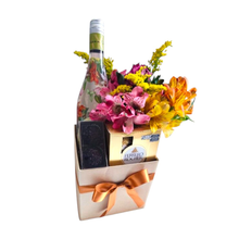 Cesta Afetiva de Presente Com Espumante e Flores