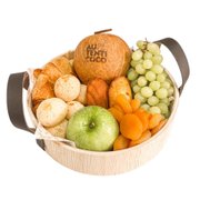 Cesta Café da Manhã com Frutas e Pães