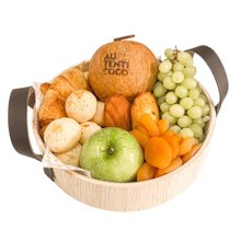 Cesta Café da Manhã com Frutas e Pães