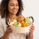 Cesta Café da Manhã com Frutas e Pães