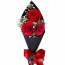 Buquê Romântico com 3 Rosas Vermelhas