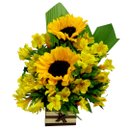 Arranjo Duplo de Girassol no Cachepot